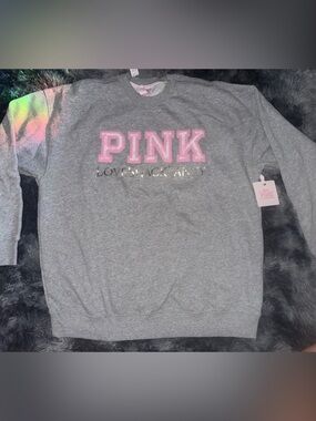 PINK Victoria's Secret Grey Crewneck Sweatshirt with Pink Logo